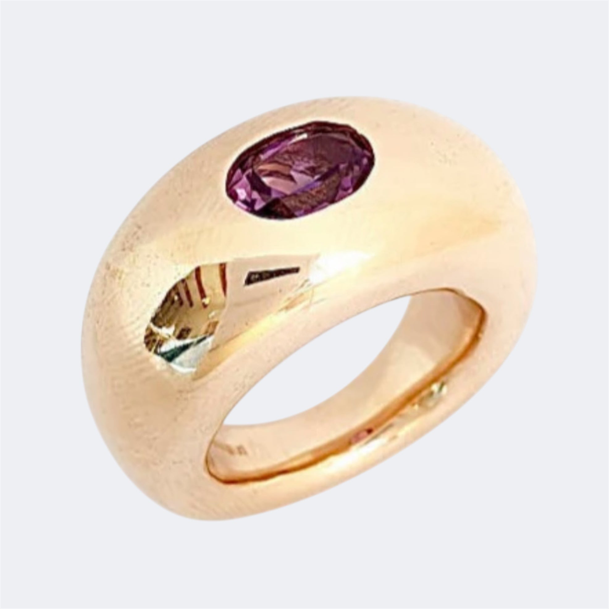 Amethyst Tapered Solitaire Ring in Bronze