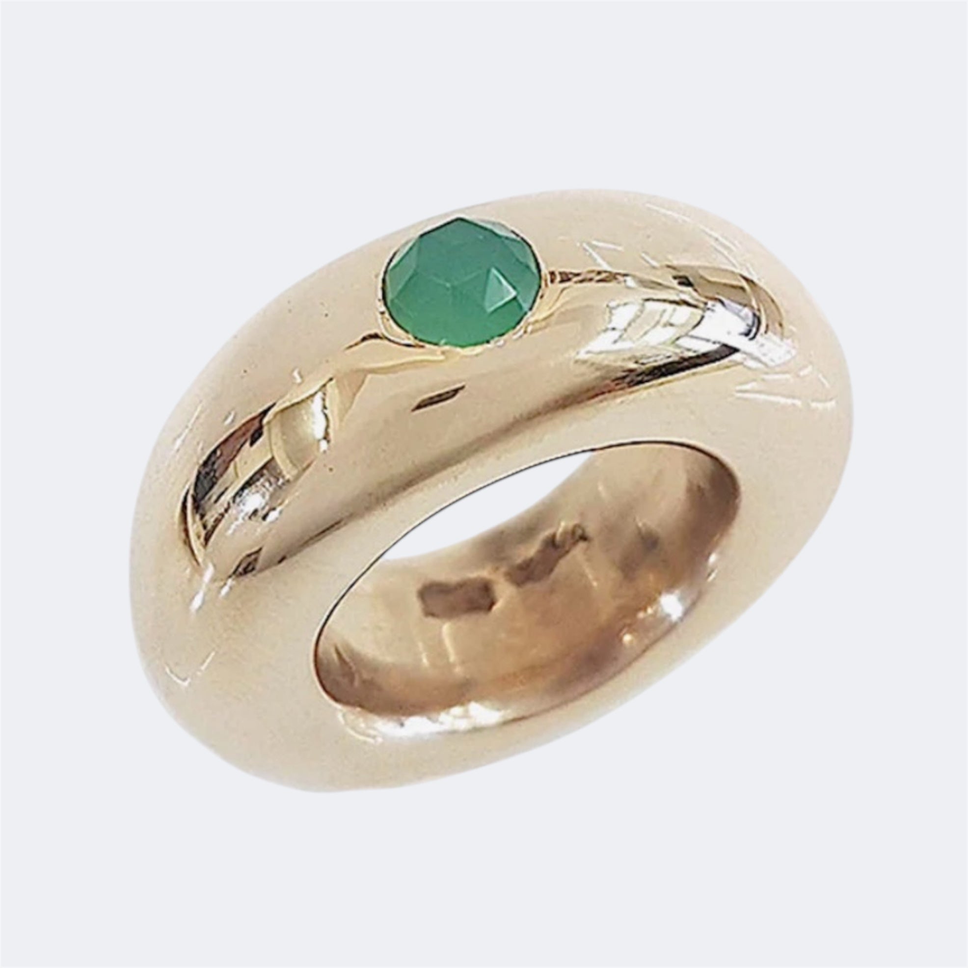Chrysoprase Statement Solitaire Ring in Bronze 10mm