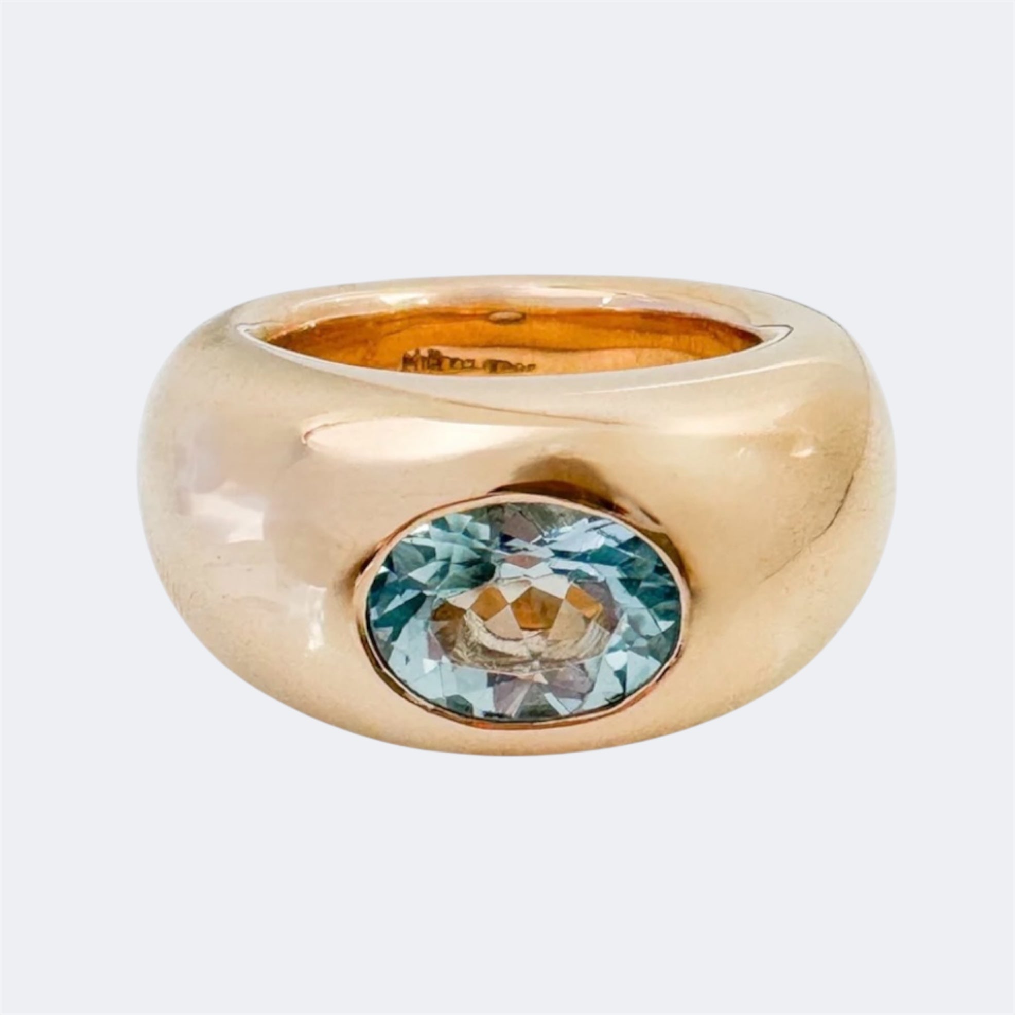 Sky Blue Topaz Tapered Solitaire Ring in Bronze
