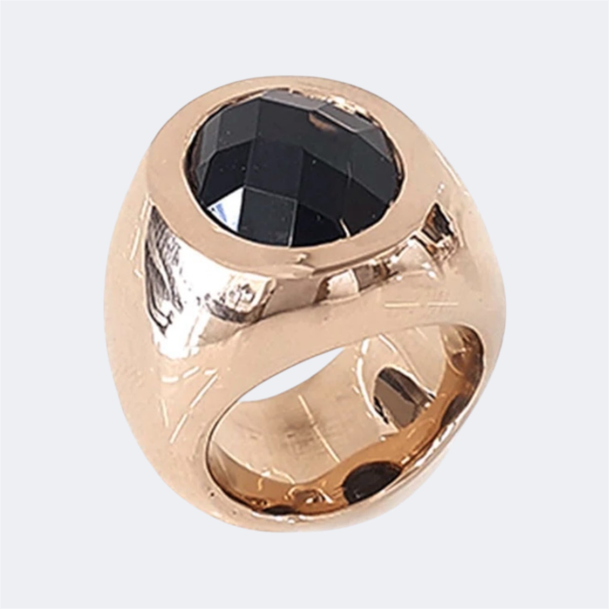 Black Onyx Pinky Ring in Bronze