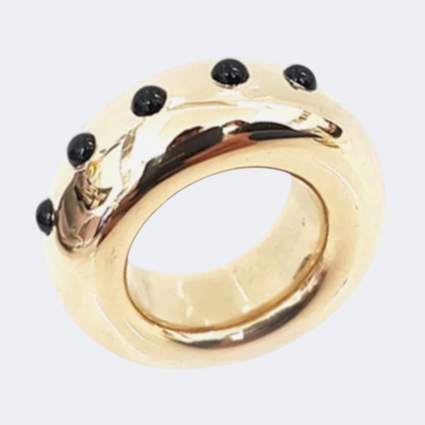 Black Onyx Half Eternity Bronze Ring 10mm