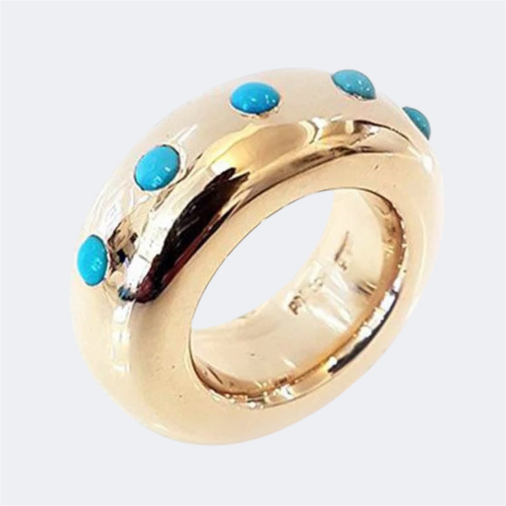 Turquoise Half Eternity Ring in Bronze 10mm