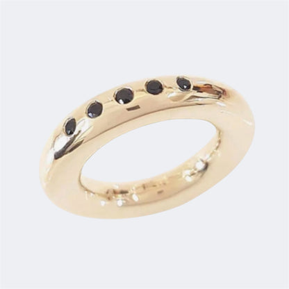 Black Spinel Half Eternity Bronze Ring 6mm