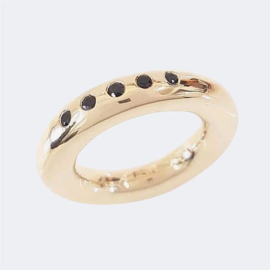 Black Spinel Half Eternity Bronze Ring 6mm