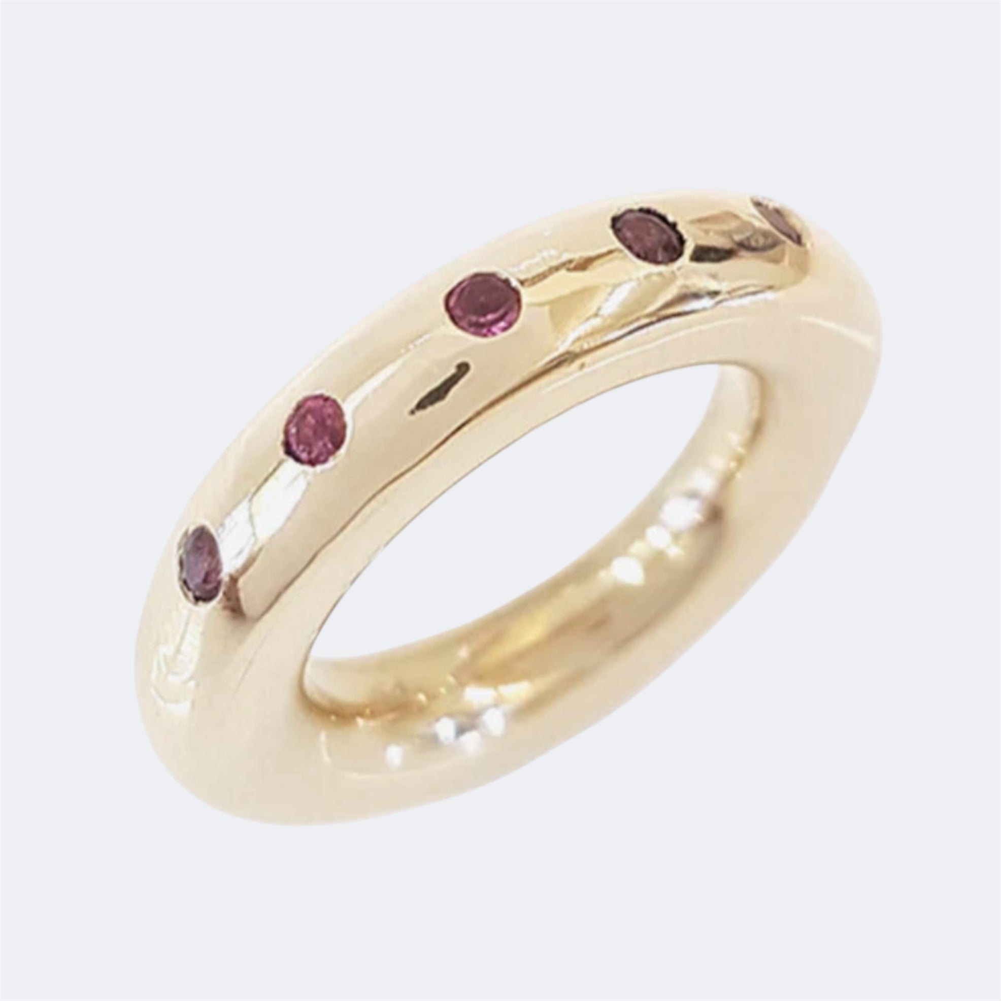 Pink Tourmaline Half Eternity Ring in Bronze 6mm