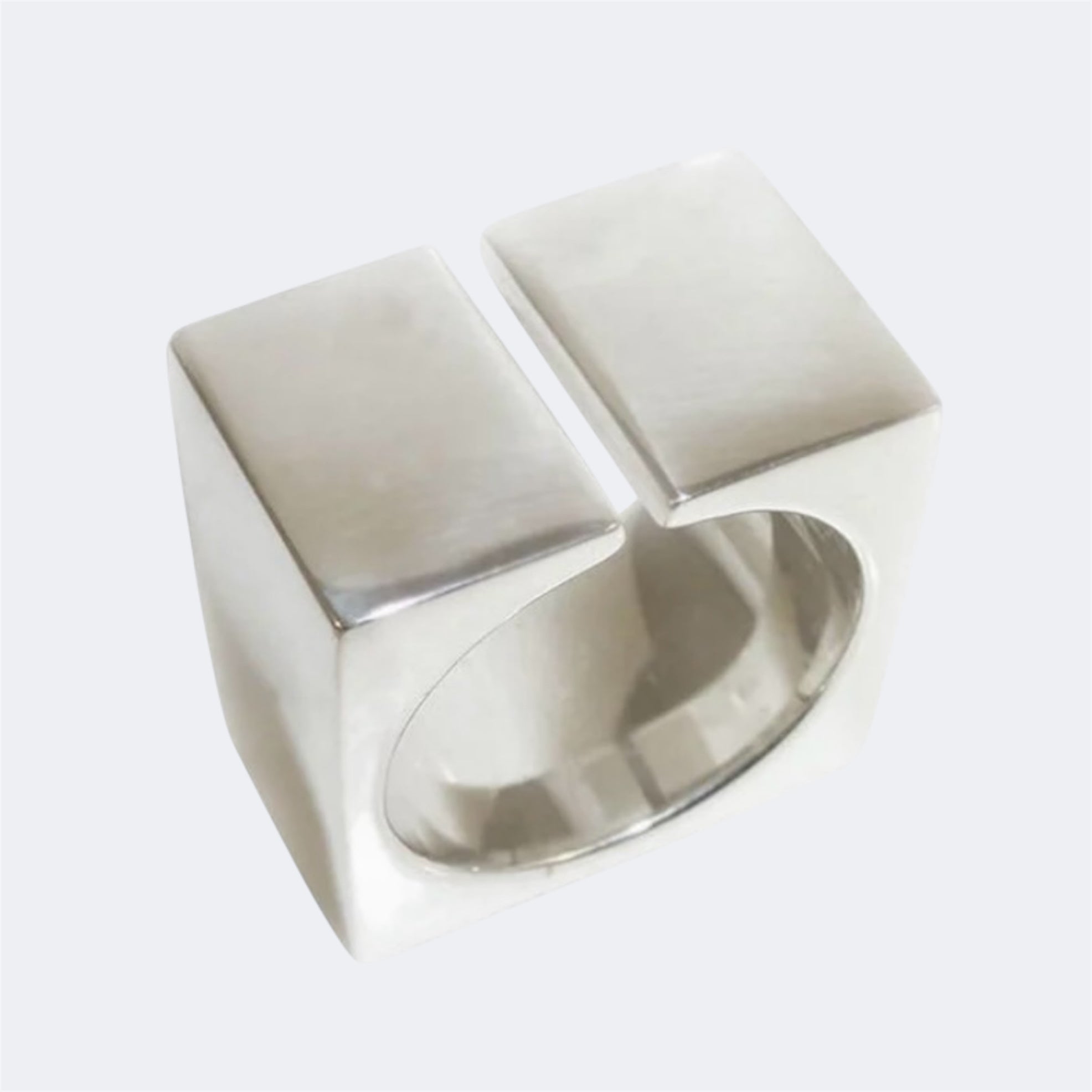 Square Sterling Silver Split Shank Ring