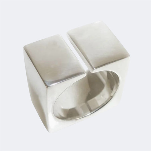 Square Sterling Silver Split Shank Ring