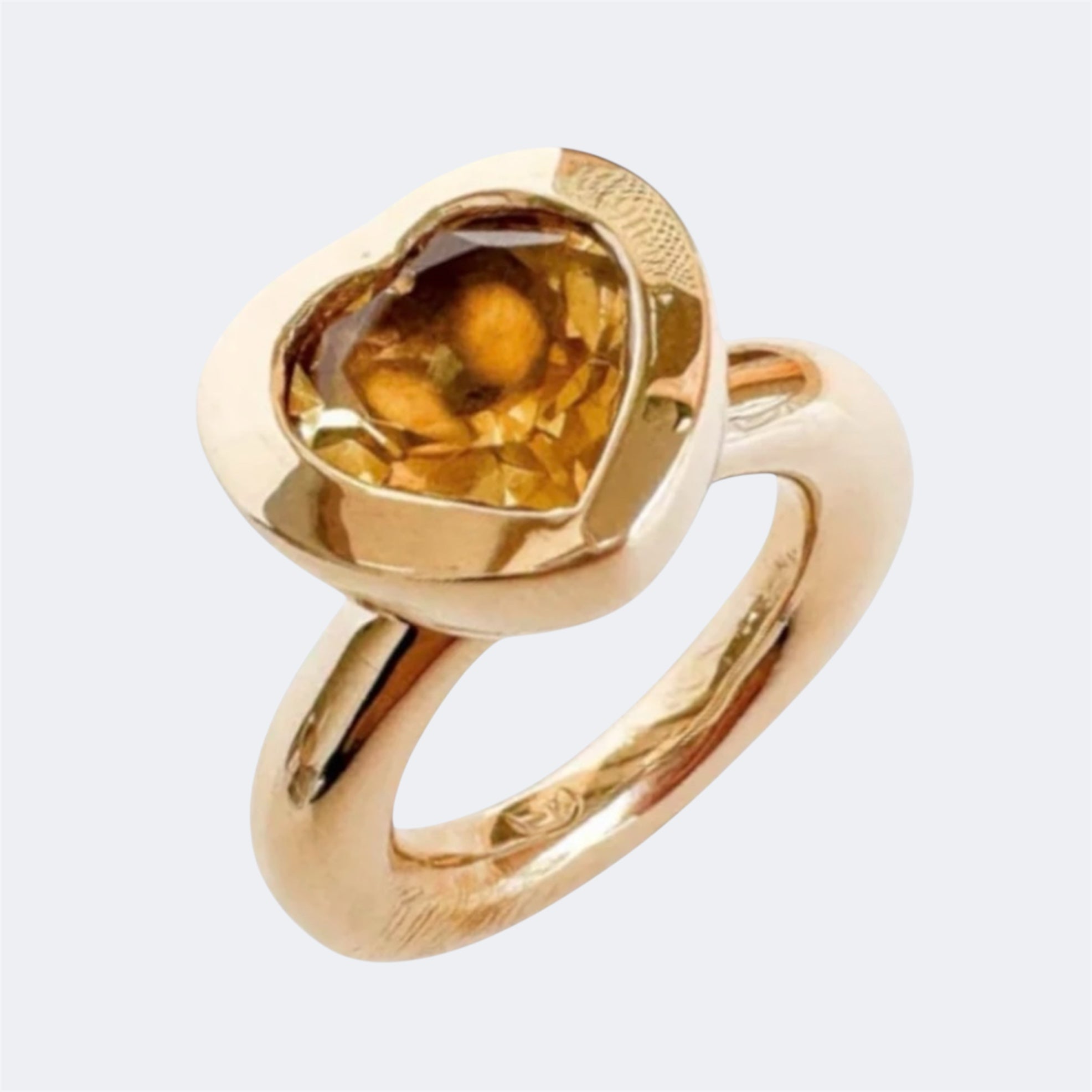 Citrine Small Heart Ring in Bronze