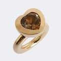 Small Champagne Quartz Heart Bronze Ring