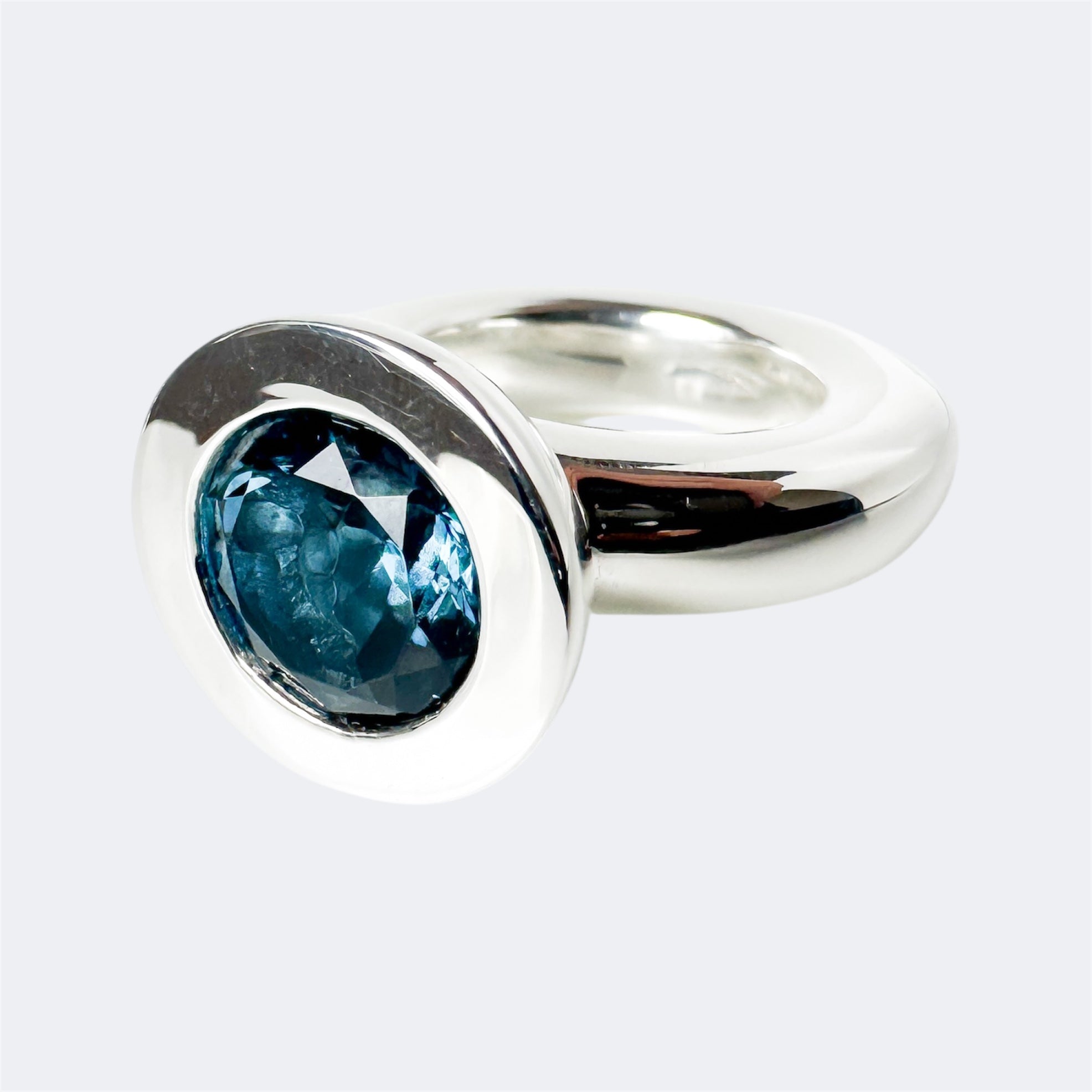 London Blue Topaz Princess Ring in Sterling Silver