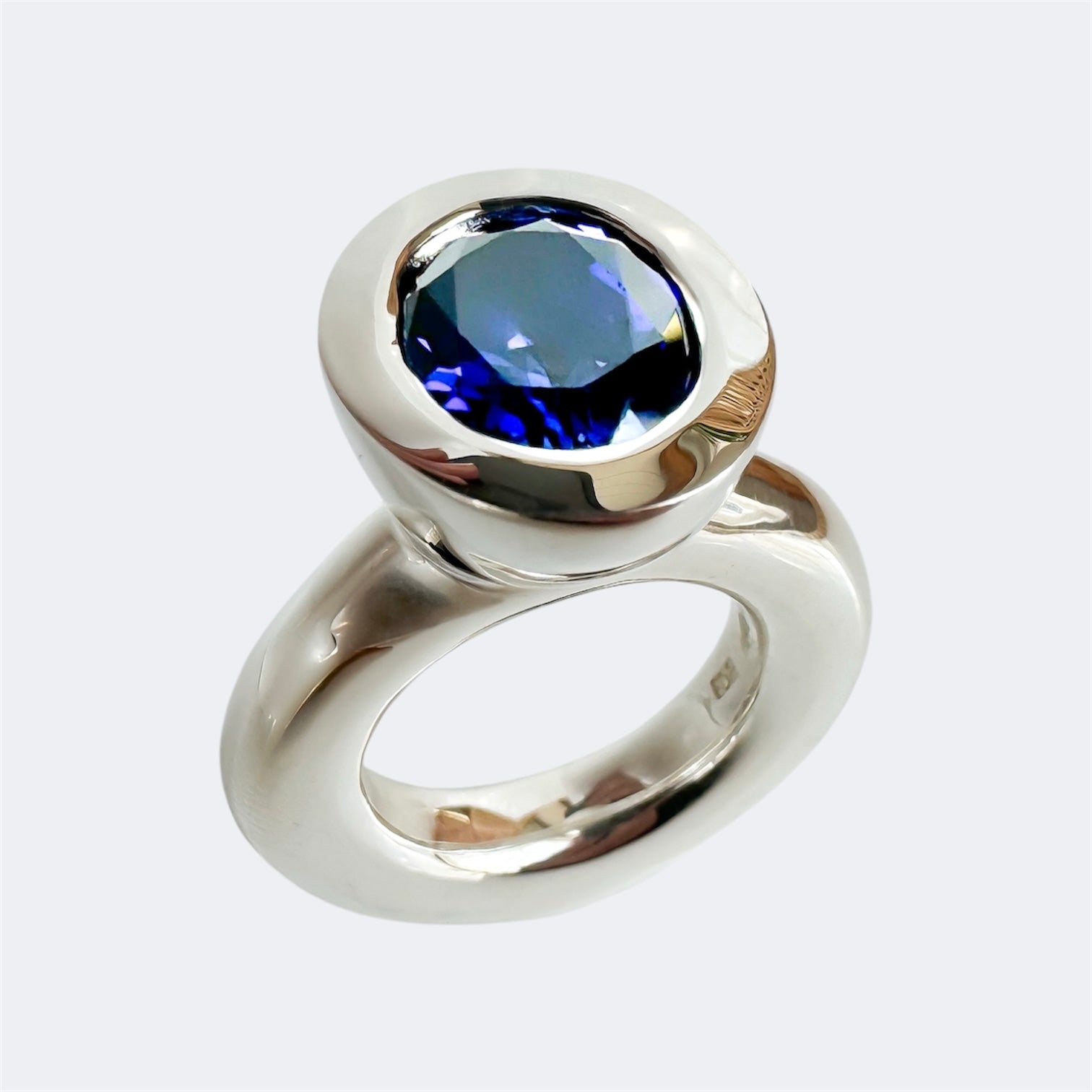 Iolite Oval Princess Ring in Sterling Silver