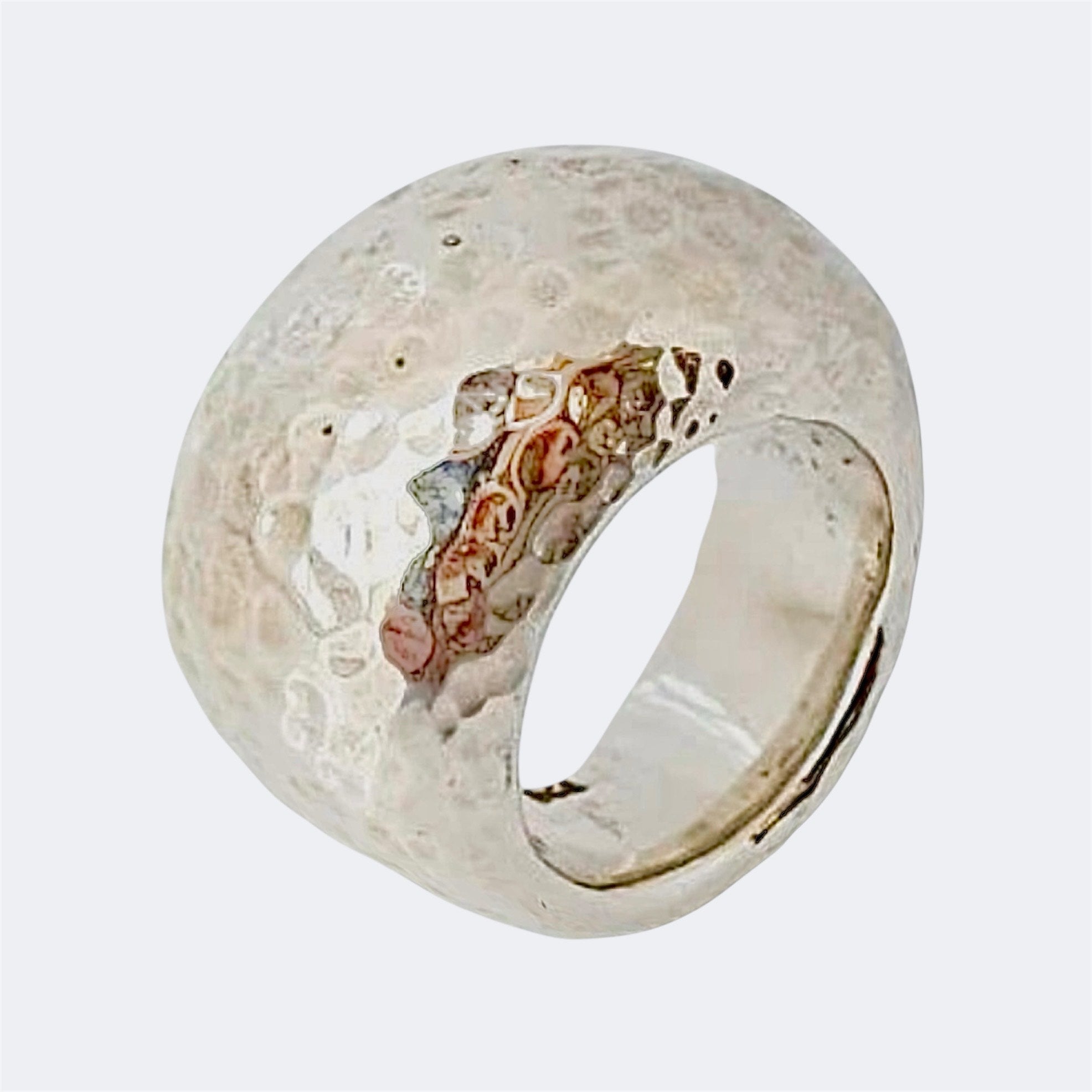 Domed Hammered Ring in Sterling Silver