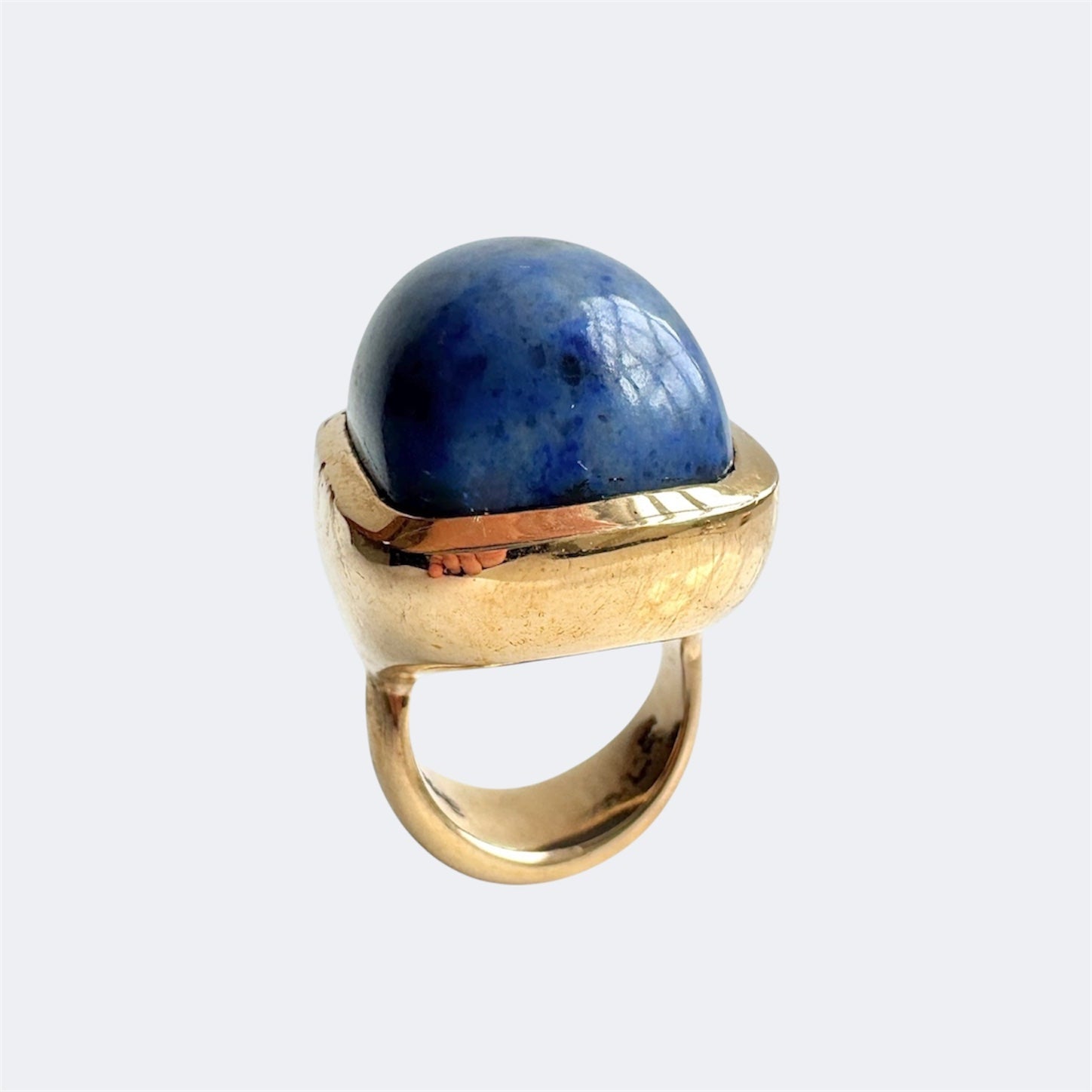 Blue Dumortierite Rectangular Cushion Cut Bronze Ring