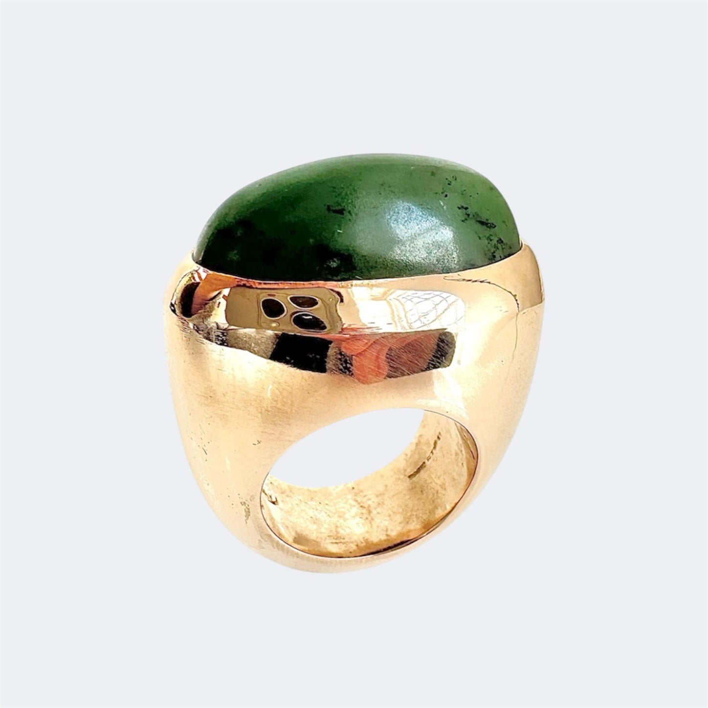 Speckled Jade Bullet Cut Bronze Ring