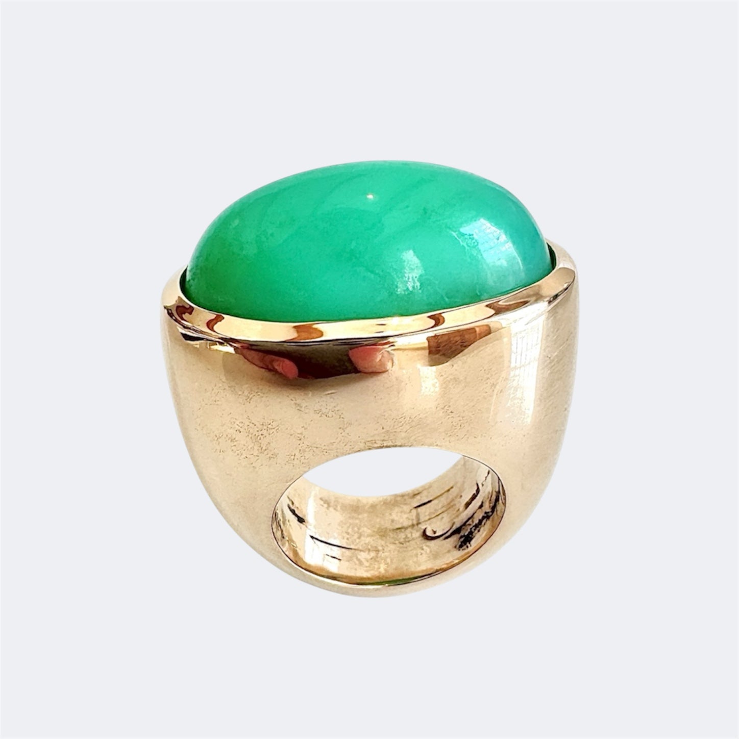 Chrysoprase Bullet Cut Bronze Ring