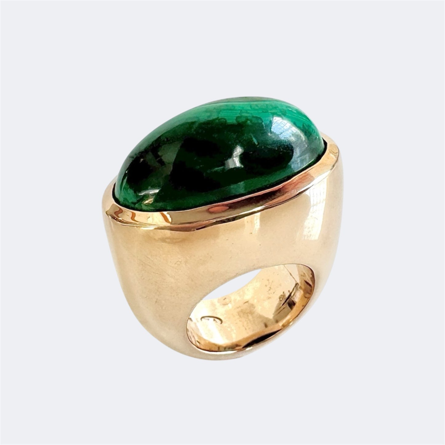 Malachite Bullet Cut Bronze Ring
