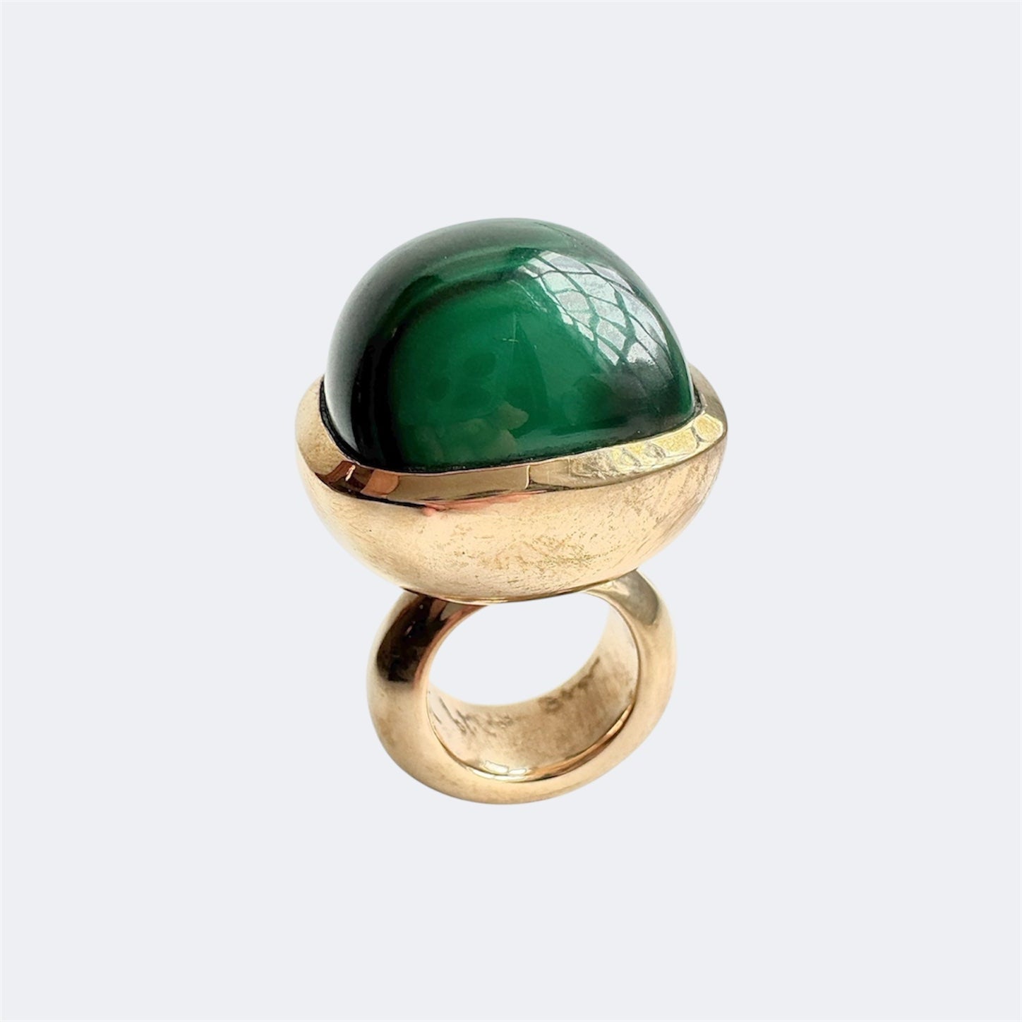 Malachite Square Cushion Cut Bronze Ring