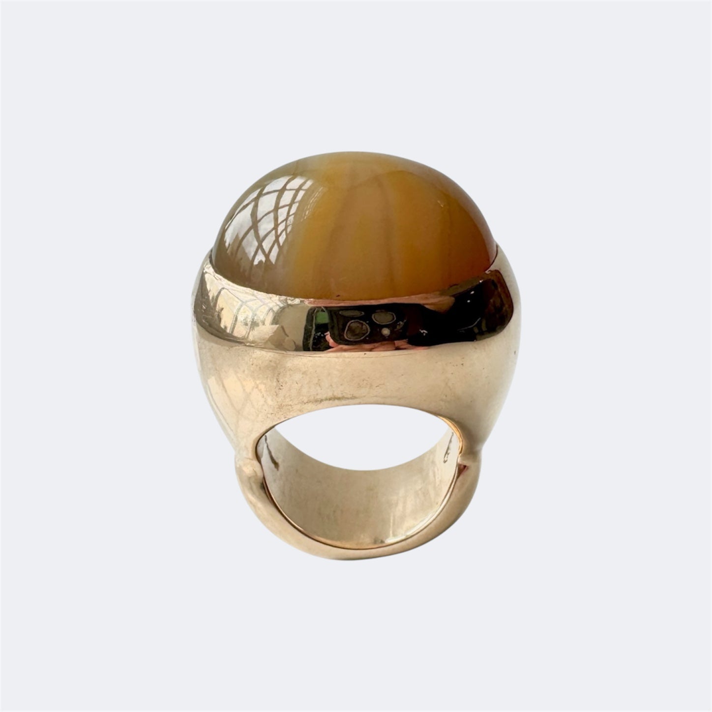 Honey Agate Oval Cushion Cut Bronze Ring