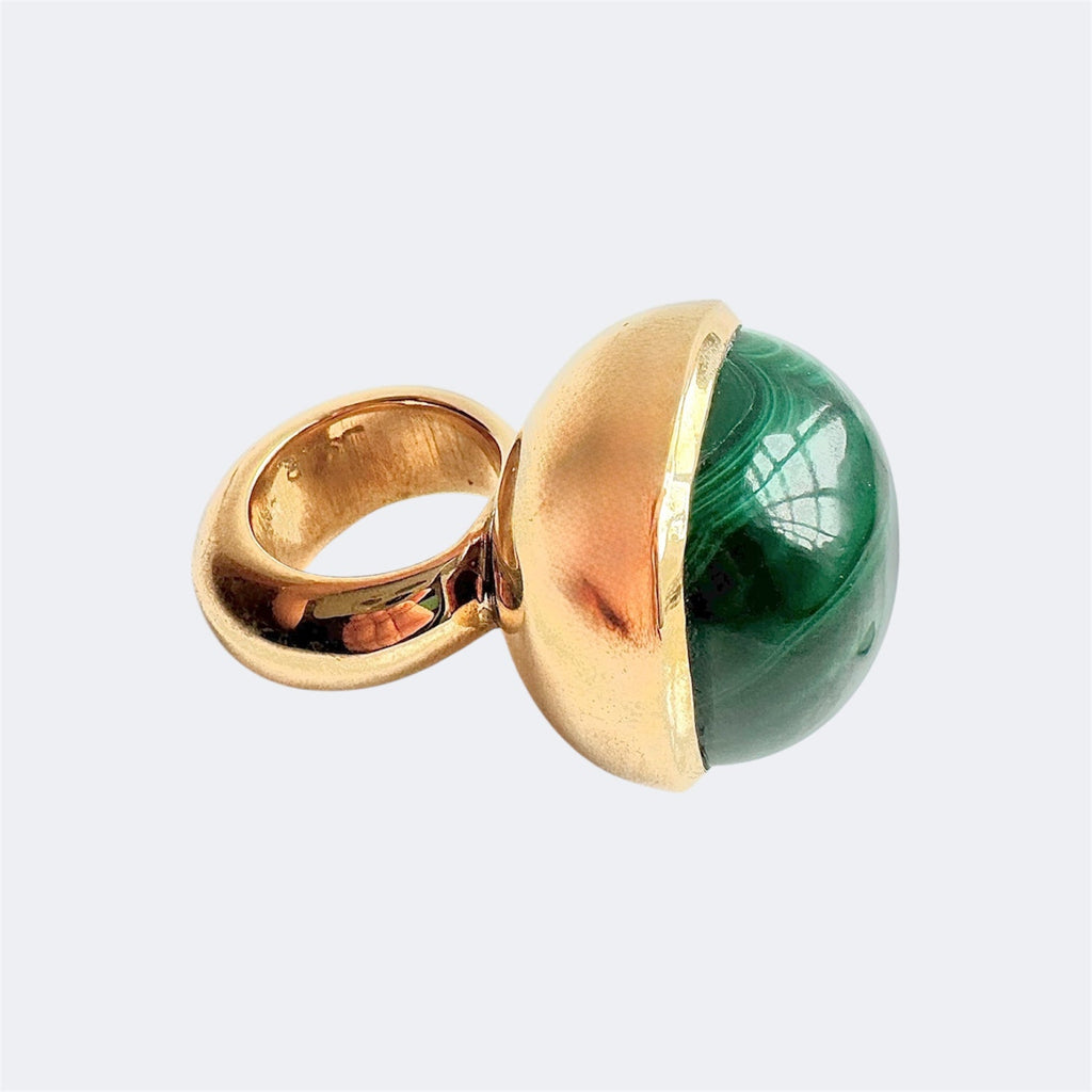 Malachite Square Cushion Cut Bronze Ring