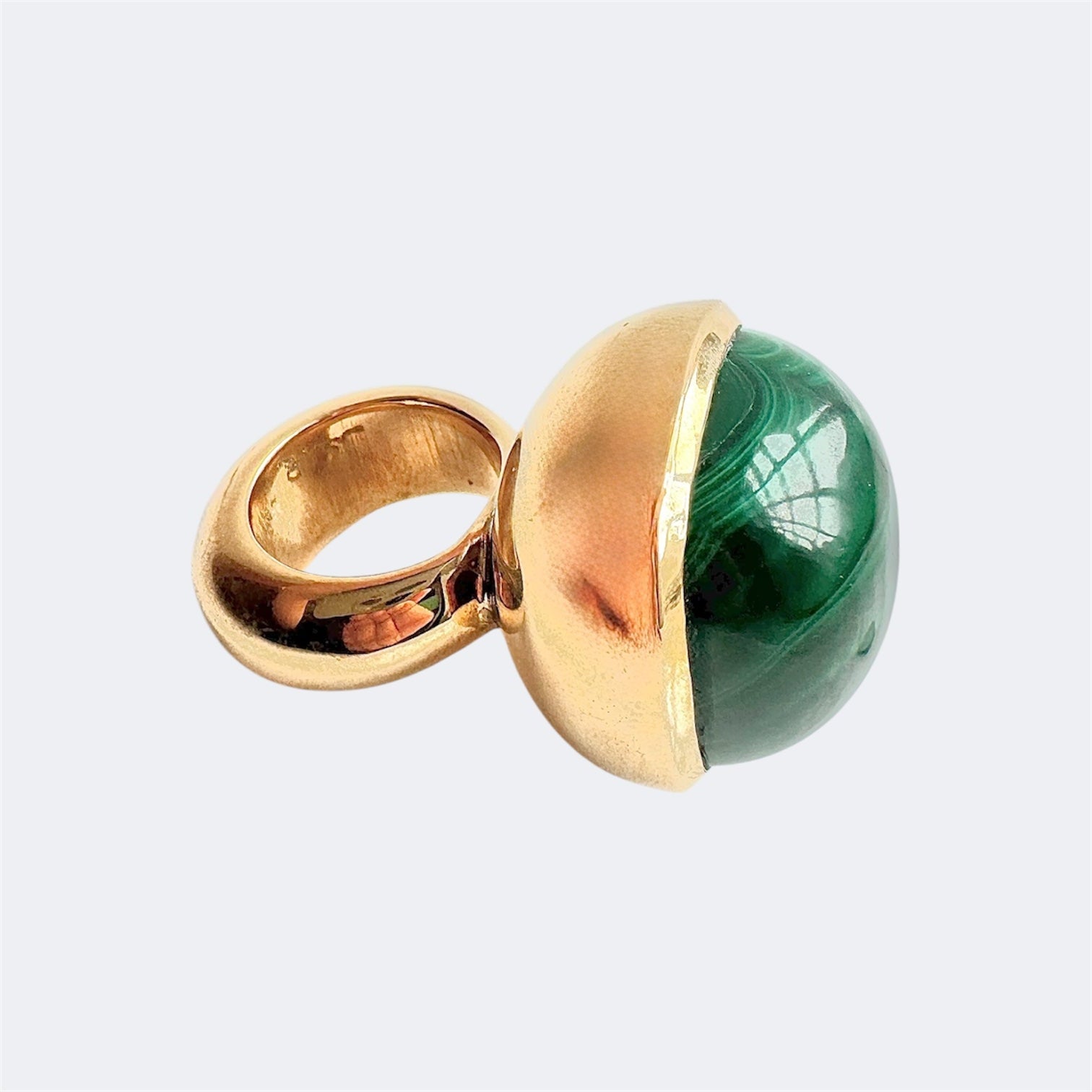 Malachite Square Cushion Cut Bronze Ring