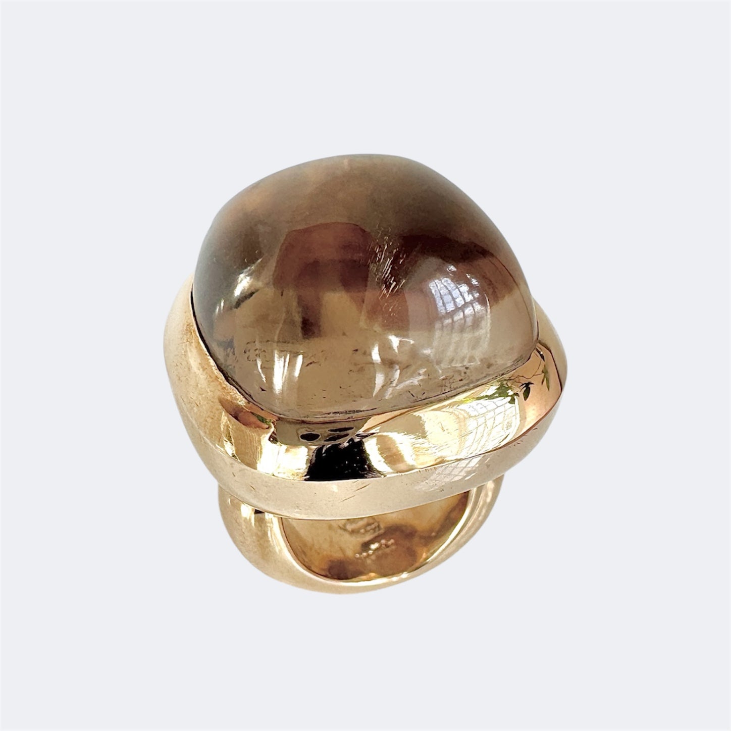 Smokey Quartz Rectangular Cushion Cut Bronze Ring