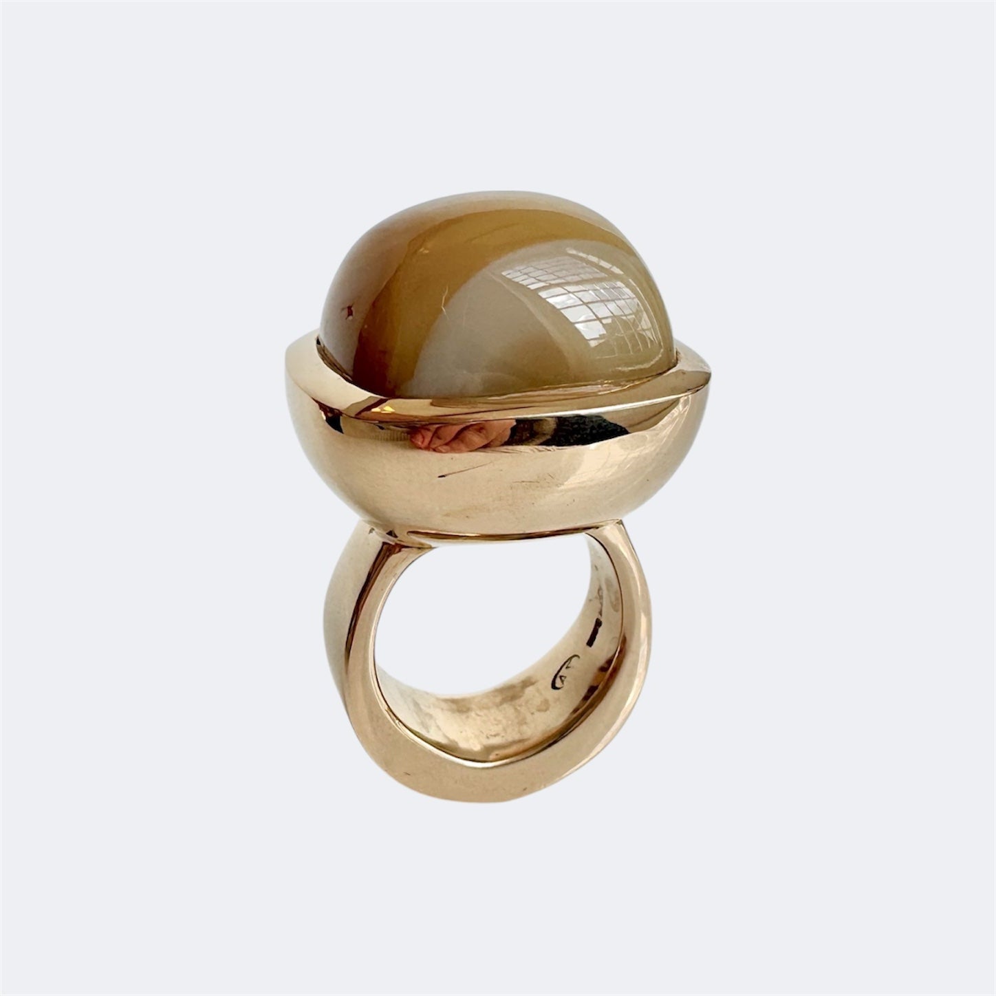 Honey Agate Square Cushion Cut Bronze Ring