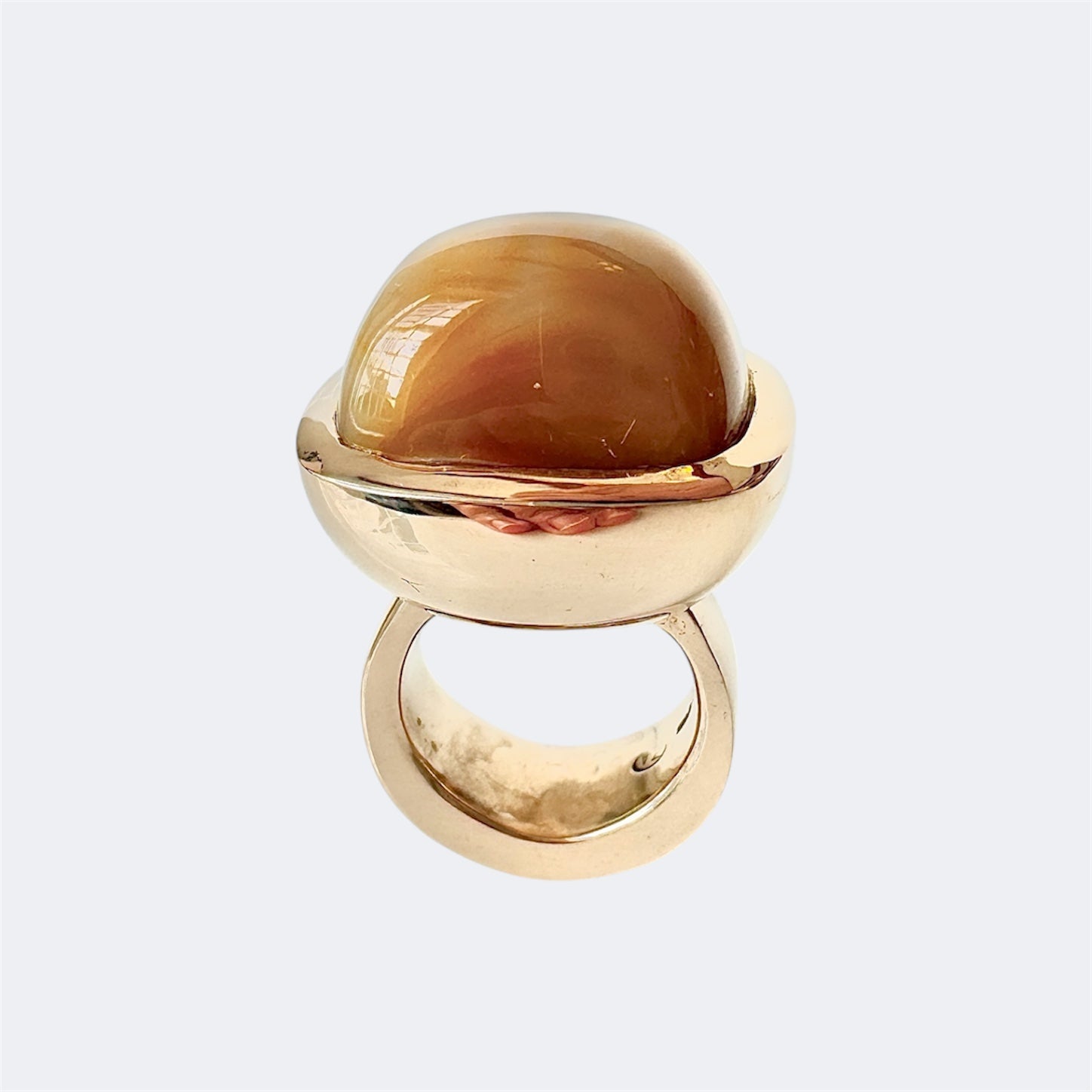 Honey Agate Square Cushion Cut Bronze Ring