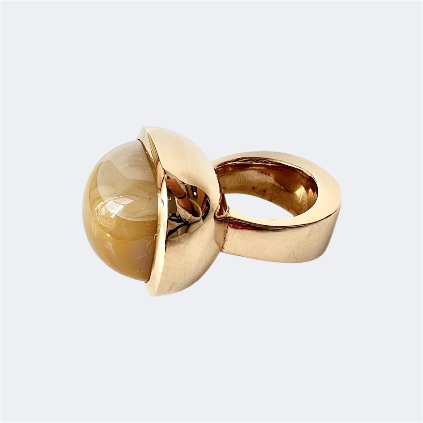 Honey Agate Square Cushion Cut Bronze Ring