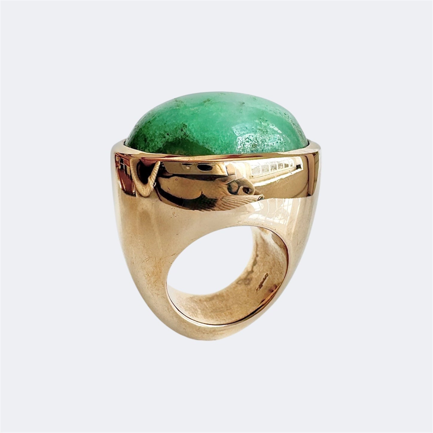 Chrysoprase Oval Cut Bronze Ring