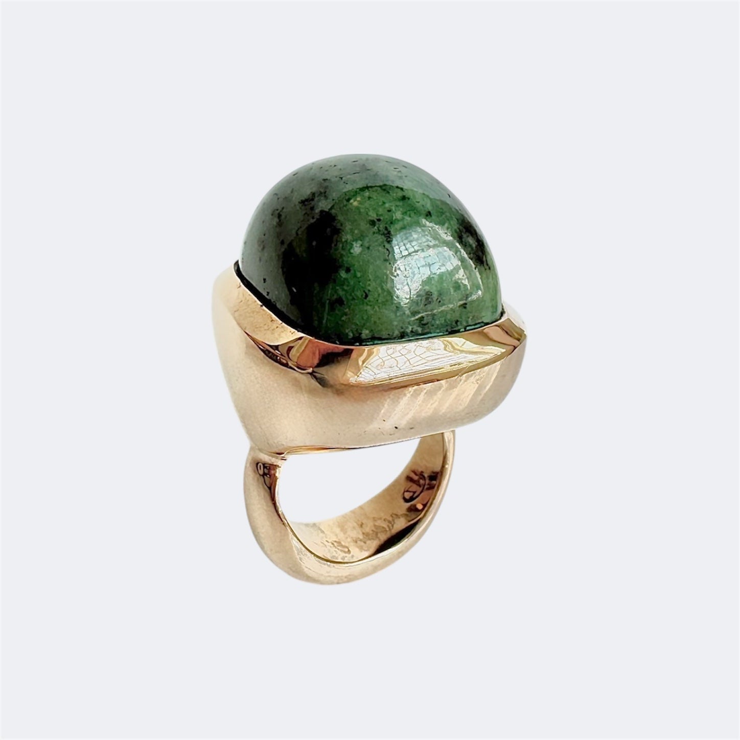 Speckled Jade Rectangular Cushion Cut Bronze Ring