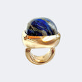 Lapis Lazuli Square Cushion Cut Bronze Ring