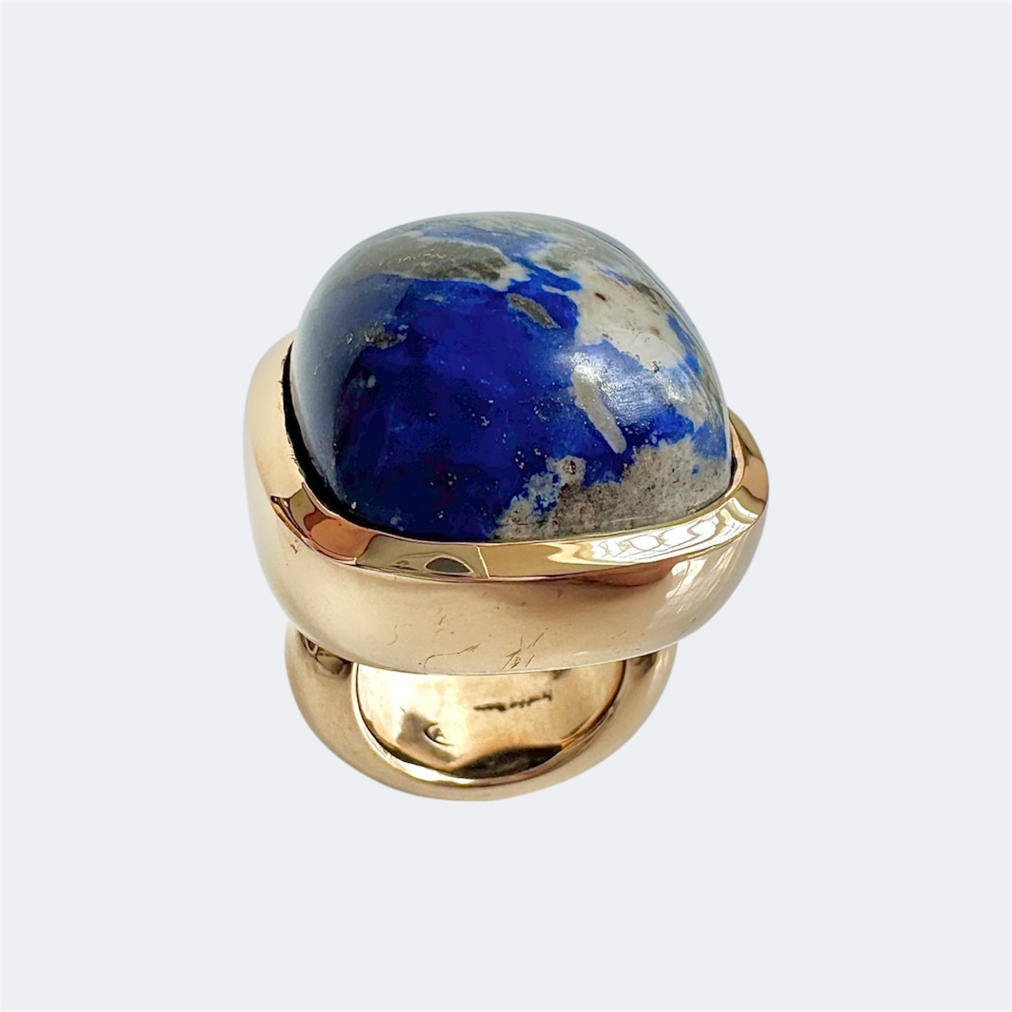 Lapis Lazuli Square Cushion Cut Bronze Ring
