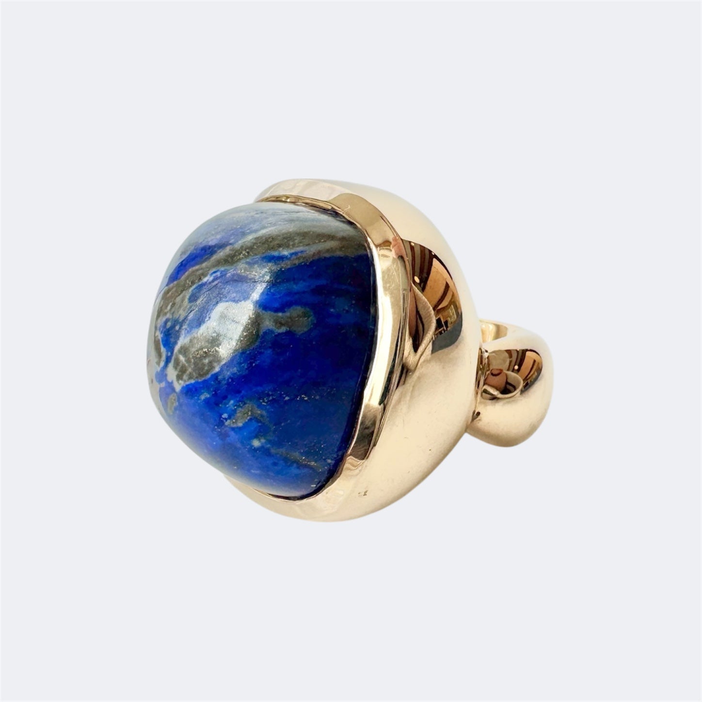 Lapis Lazuli Square Cushion Cut Bronze Ring