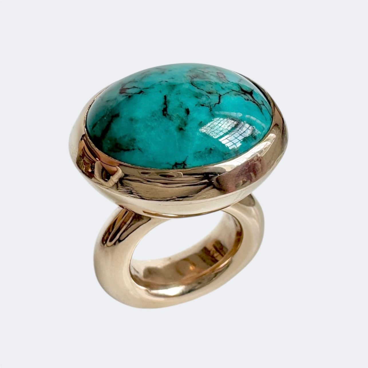 Turquoise Oval Cut Bronze Ring