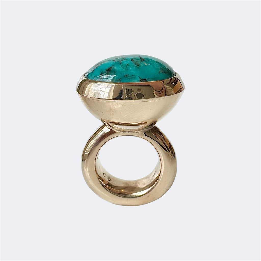 Turquoise Oval Cut Bronze Ring