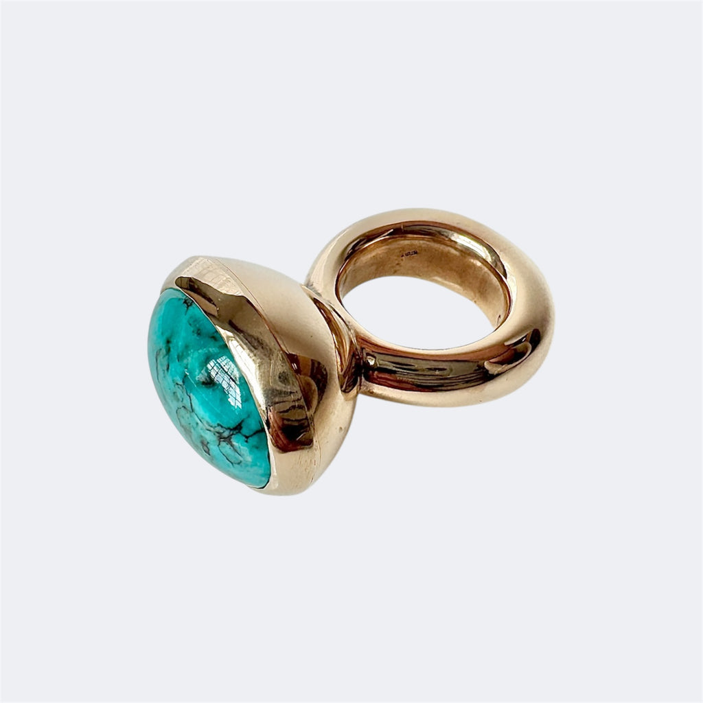 Turquoise Oval Cut Bronze Ring