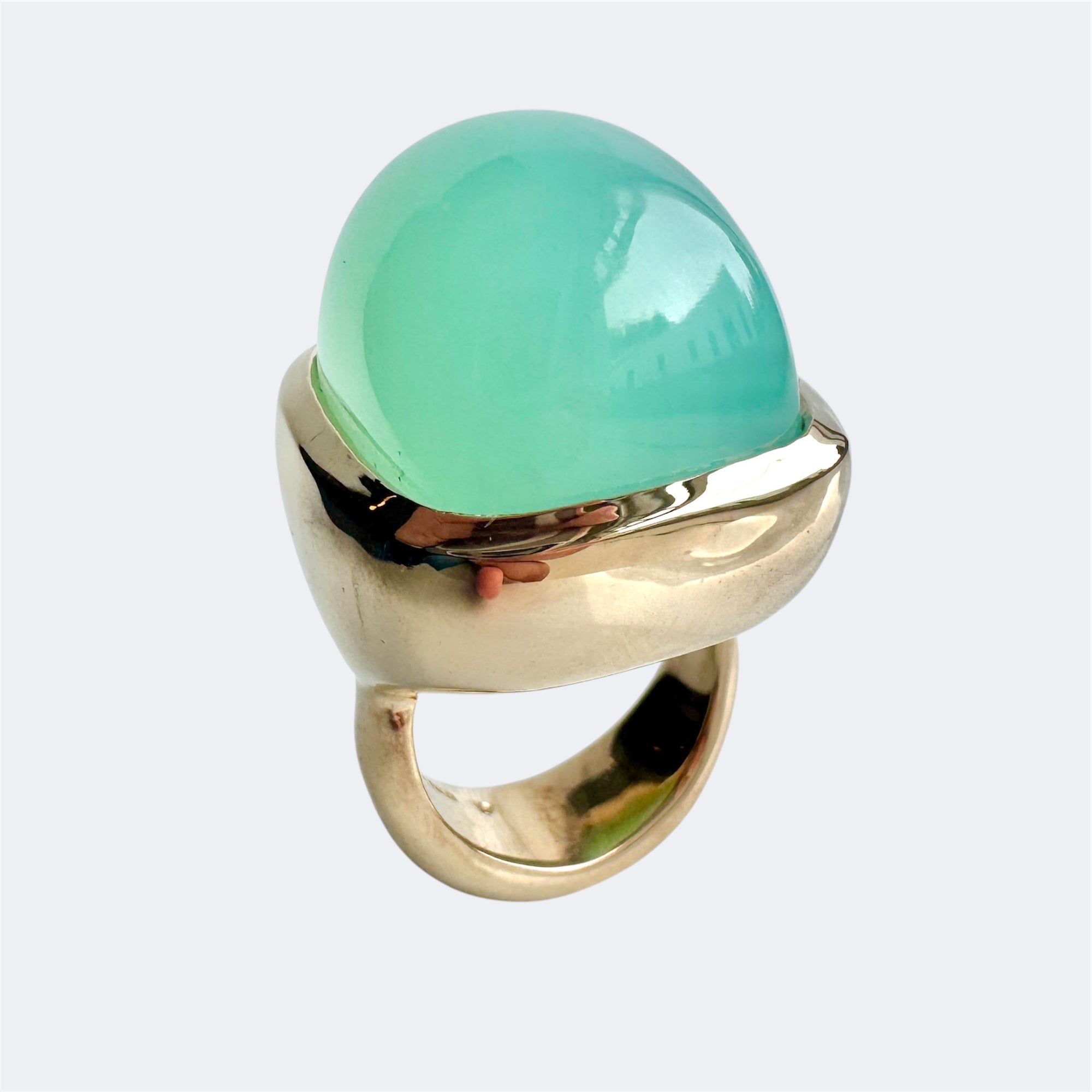 Chrysoprase Rectangular Cushion Cut Bronze Ring