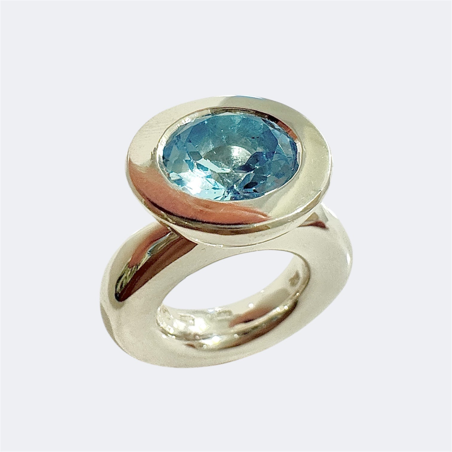 Sky Blue Topaz Princess Ring in Sterling Silver