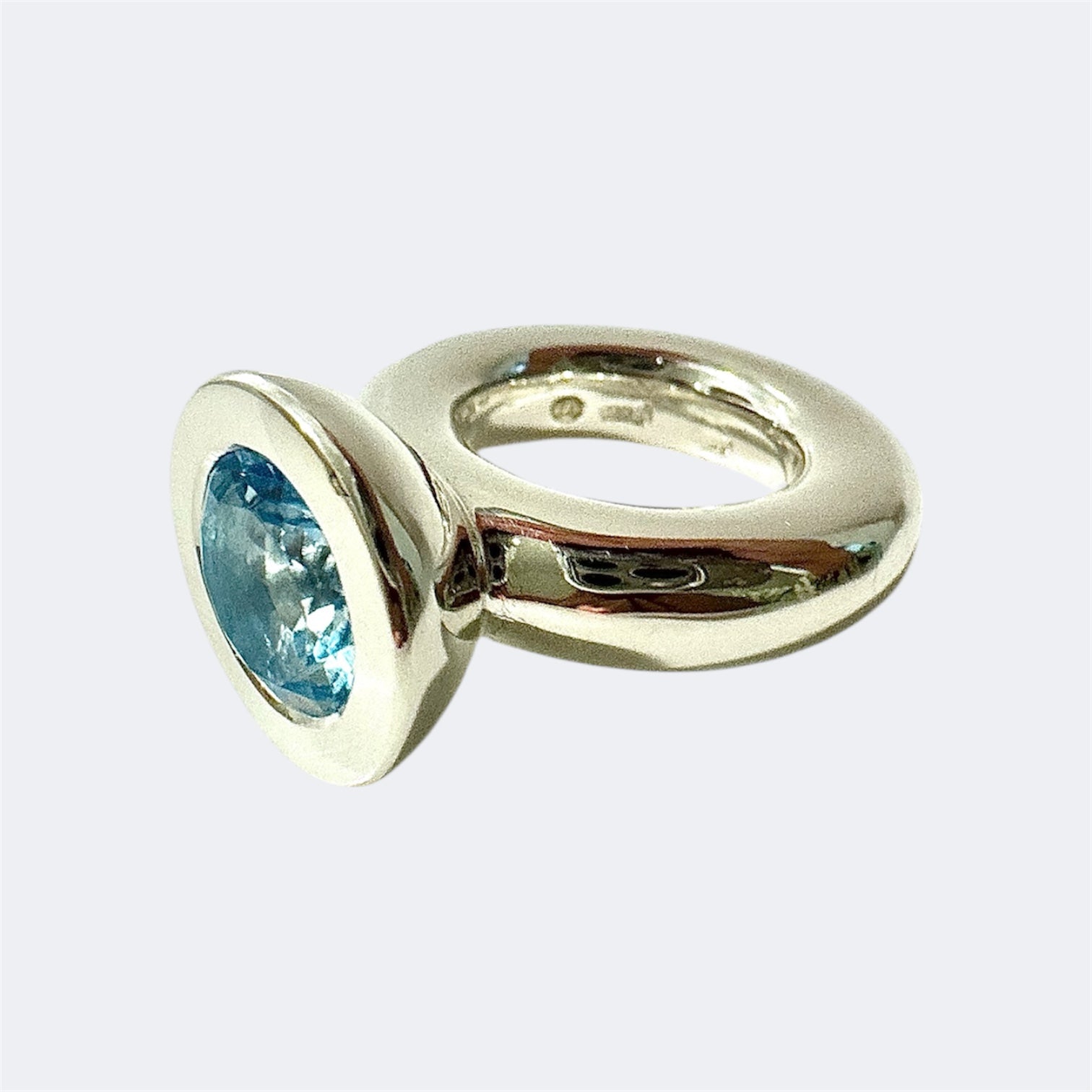 Sky Blue Topaz Princess Ring in Sterling Silver