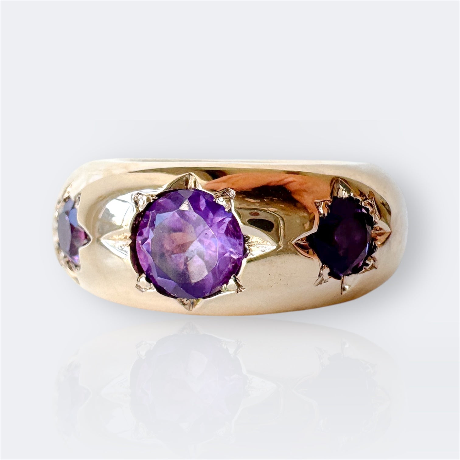 Amethyst Star Ring in Bronze