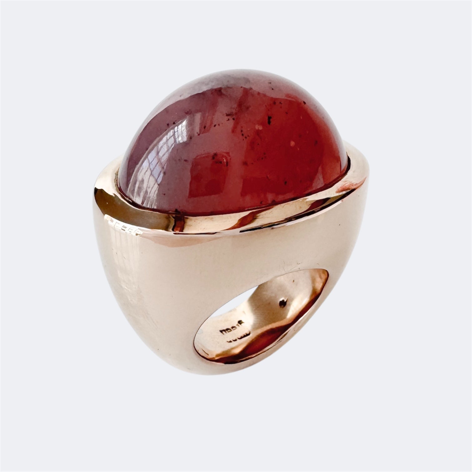 Red Transvaal Jade Ring in Bronze