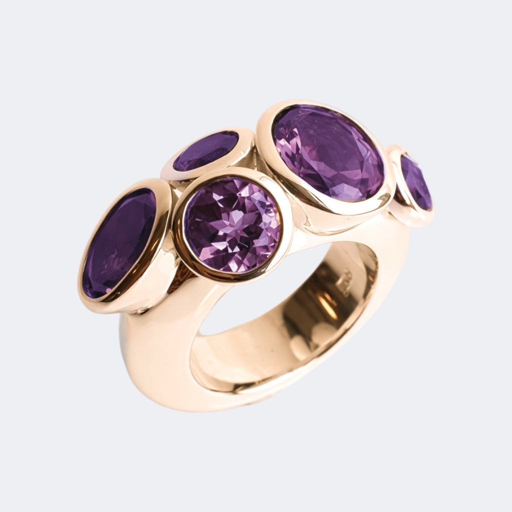 Amethyst Octopus Ring in Bronze
