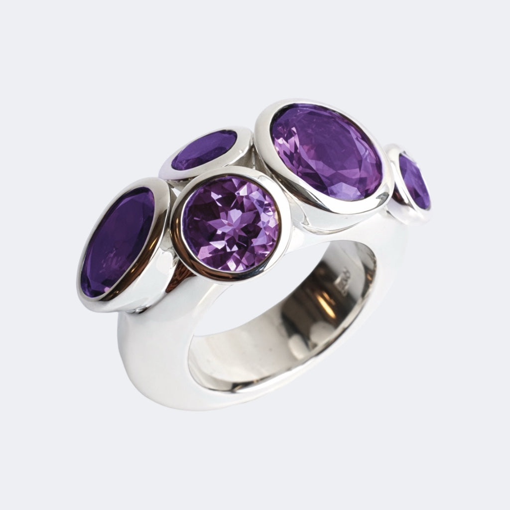 Amethyst Octopus Ring in Sterling Silver