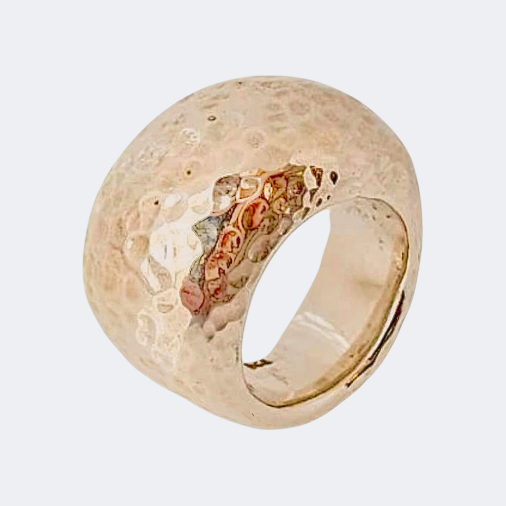 Domed Hammered Ring in Bronze
