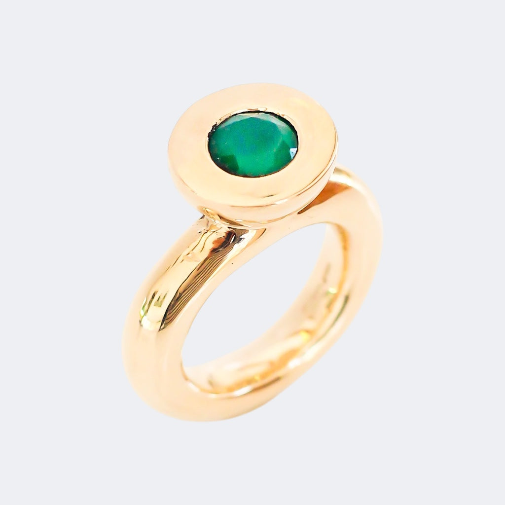 Green Onyx Small Princess Ring in Bronze