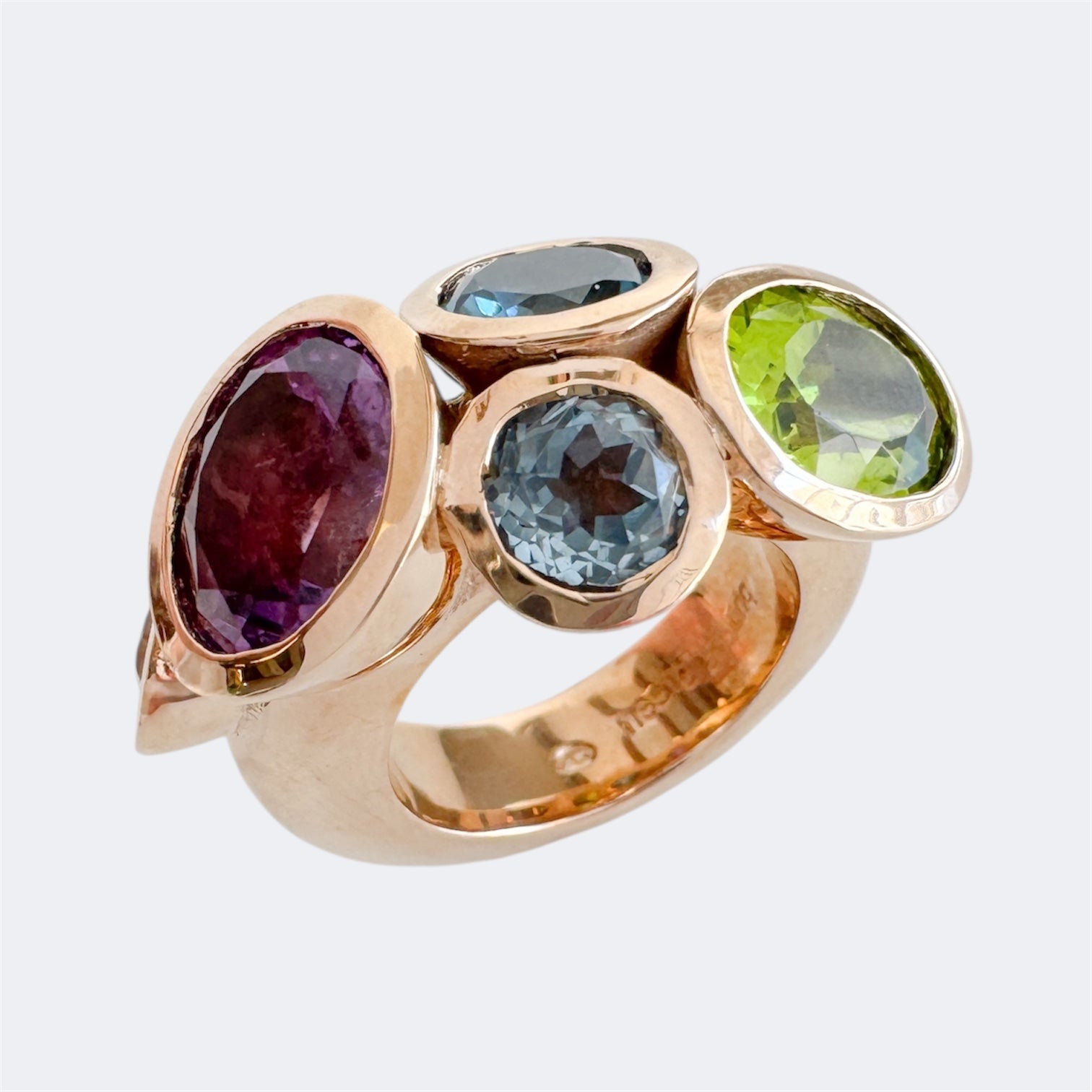Amethyst Mix Semi-Precious Octopus Ring in Bronze