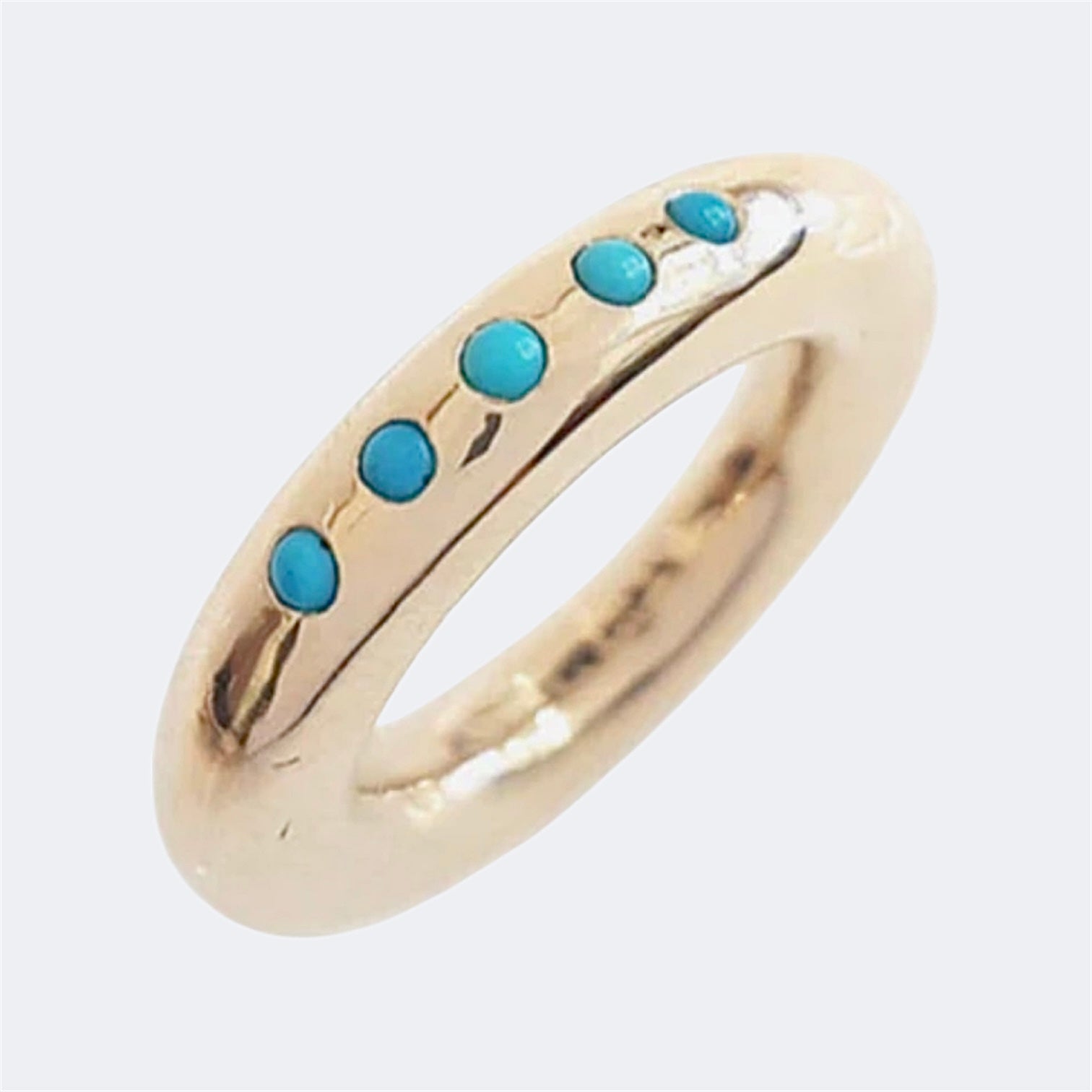 Turquoise Half Eternity Ring in Bronze 6mm