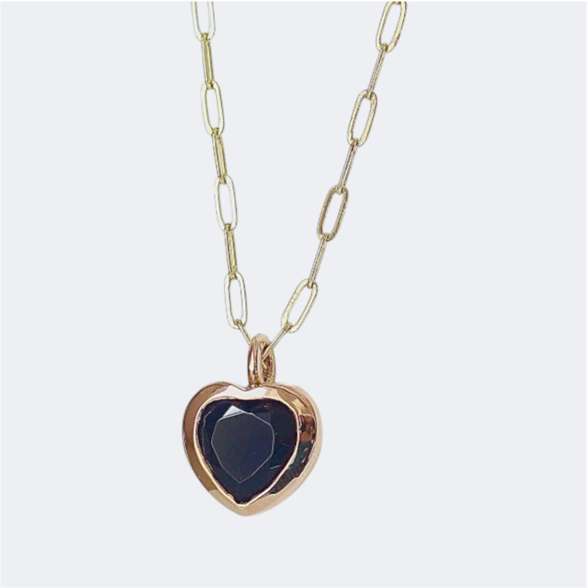 Small Bronze Heart Pendant with Black Onyx