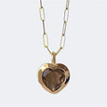 Big Bronze Heart Pendant with Smoky Quartz