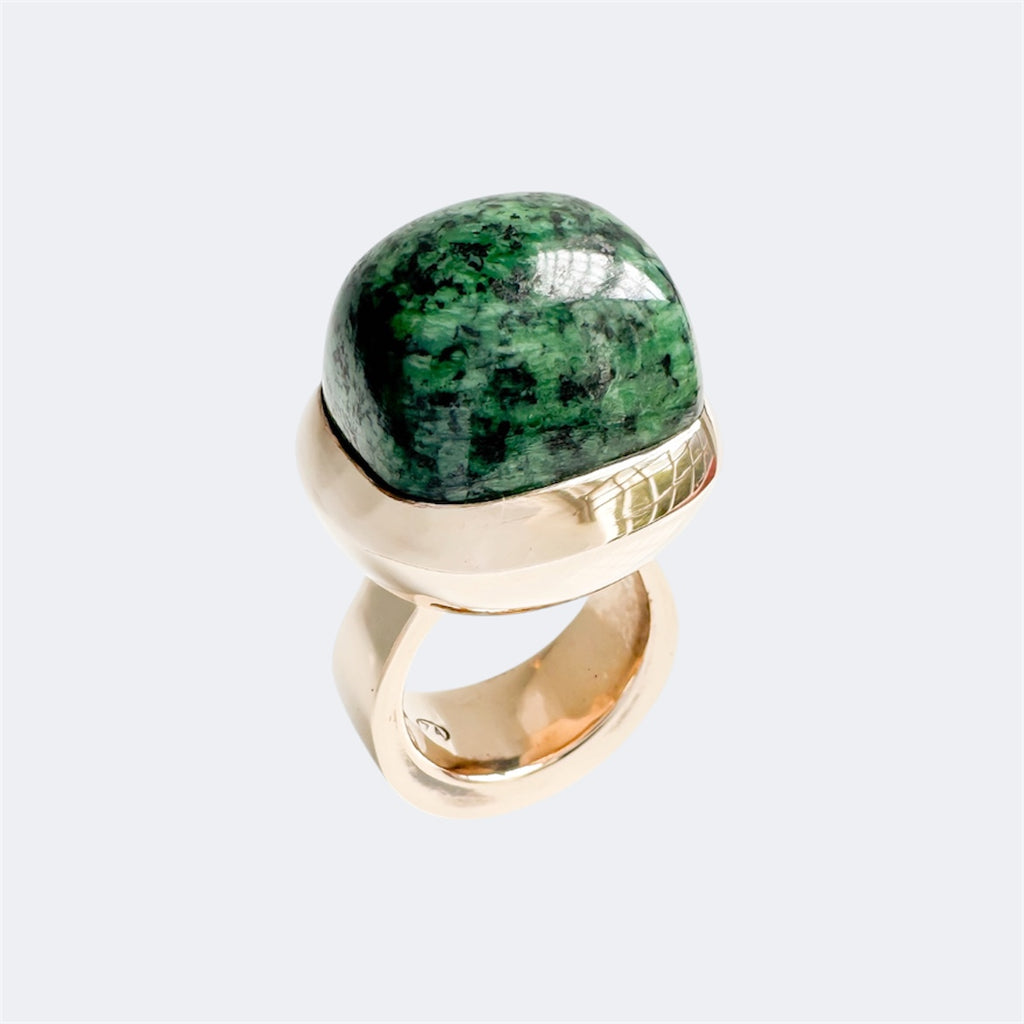 Speckled Jade Ring in Bronze